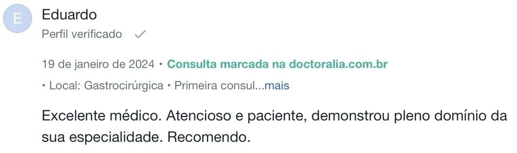 Depoimento de paciente do Dr. Guilherme