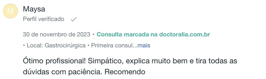 Depoimento de paciente do Dr. Guilherme