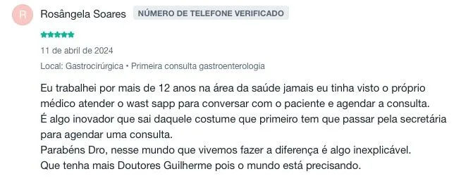 Depoimento de paciente do Dr. Guilherme